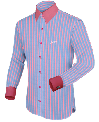 Men 16 Collar 37 Sleeve Shirts with French Collar 2 Button
