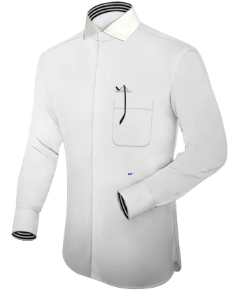 Men High Collar Shirt with Italian Collar 1 Button