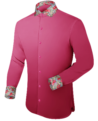 Men Red Button Shirt with Italian Collar 2 Button