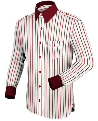 Men Shirts Foto with French Collar 1 Button