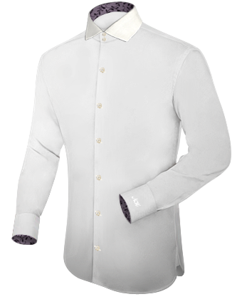 Men White Dress Shirt Size 14.5 with Italian Collar 2 Button