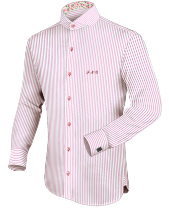Mens Cream Linen Dress Shirts with Cut Away 1 Button