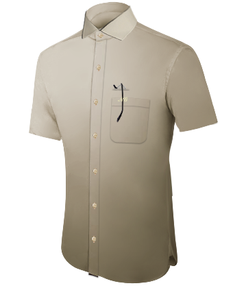 Mens Plain Ivory Slim Fitted Poplin Shirt with Italian Collar 1 Button