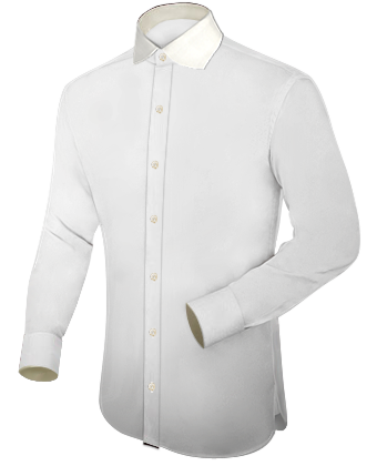 Mens Red Shirt White Collar with English Collar