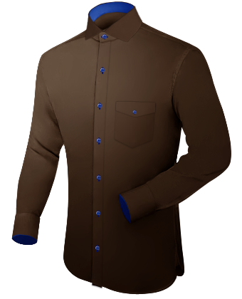 Mens Shirt Cobalt Blue with Italian Collar 1 Button