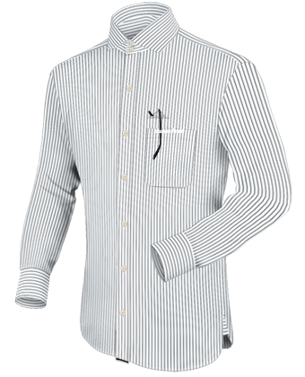 Mens White Collarless Shirt with Italian Collar 2 Button