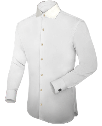 Mens White Cuffed Shirt with English Collar