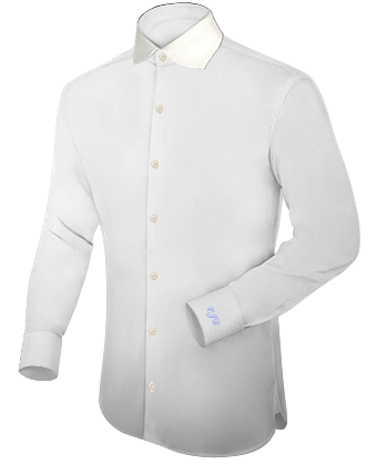Mens White Dress Shirts 14 Inches with English Collar