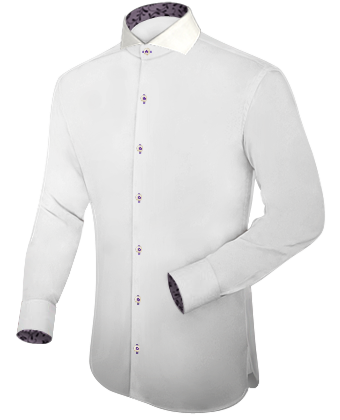 Mens White Fillted Shirts with Cut Away 1 Button