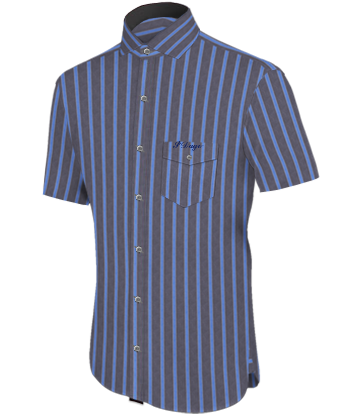 Mens White Shirt With Black Piping with Italian Collar 1 Button