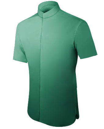 Navy Blue Fitted Shirt with Band