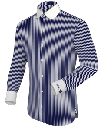 Navy Blue Shirt with Modern Collar