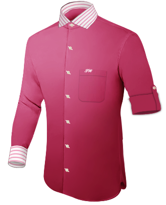 Orange Button Up Shirts with Italian Collar 1 Button