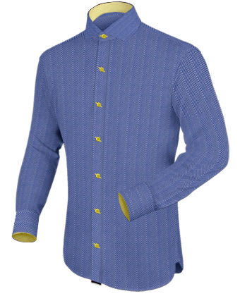 Orange Cotton Checkered Shirt with Italian Collar 1 Button