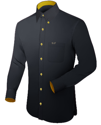 Plain Black Mens Business Shirt Extra Long Sleeves with Hidden Button