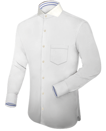 Men Contrast White Shirt with Cut Away 1 Button