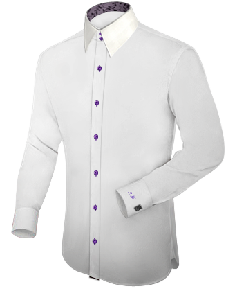 Mens Collarless Dress Shirt with French Collar 2 Button