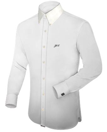 Mens Collarless Long Sleeve Shirts with Button Down