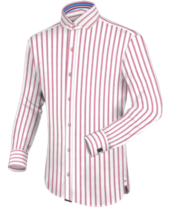 Mens Coral Shirt with Italian Collar 2 Button