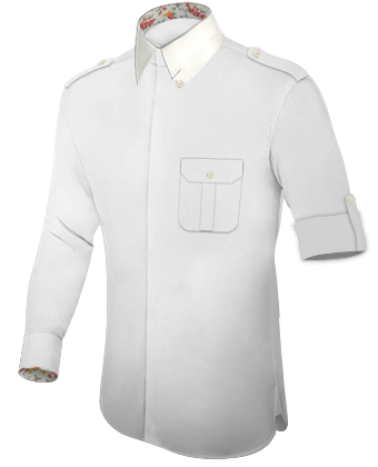 Mens Dress Shirt With Colored Thread Stitched Through with Hidden Button