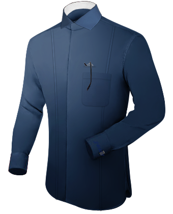 Men's Short Sleeved Shirt with French Collar 1 Button