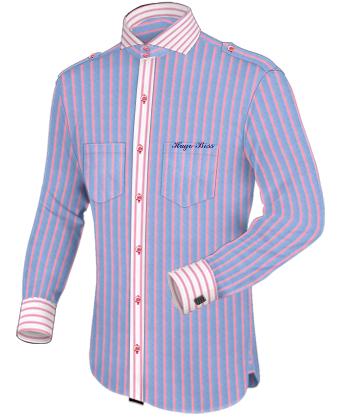 Mens Dress Shirts With A Pattern with Cut Away 2 Button