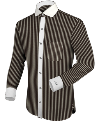 Mens Engineered Shirt with Italian Collar 1 Button