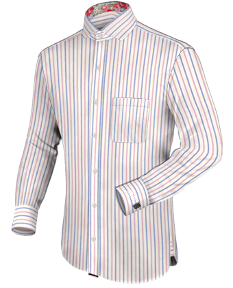 Mens Fitted 3 4 Sleeve White Shirt with Italian Collar 1 Button