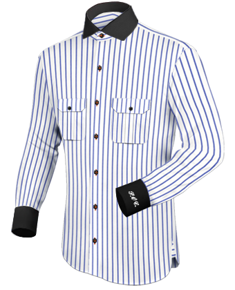 Mens Fitted Shirt with Italian Collar 1 Button