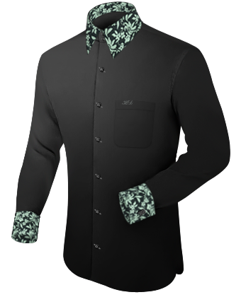 Mens Formal White Black Button Shirt Uk with French Collar 2 Button