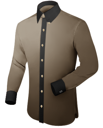 Mens High Neck Shirts with Hidden Button