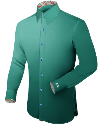 Mens Light Mint Shirt with French Collar 1 Button