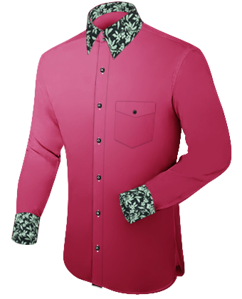 Mens Pink Cotton Shirt with French Collar 2 Button