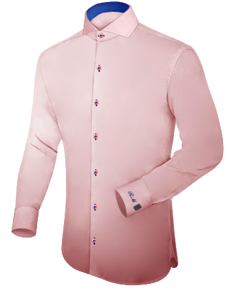 Mens Plain Ivory Slim Fitted Poplin Shirt with Cut Away 1 Button