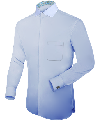 Mens Plain White Formal Shirt with Italian Collar 1 Button
