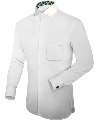Mens Plain White Shirt 21 Inch Collar 44 Inch Chest with Italian Collar 1 Button