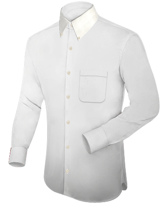 Mens Short Sleave Shirt White Button Down Collar with Button Down