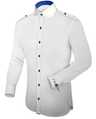 Mens Standard Fit White Dress Shirts with English Collar