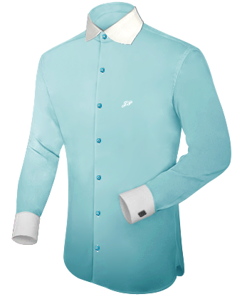 Mens Turquoise Shirt And Tie with English Collar