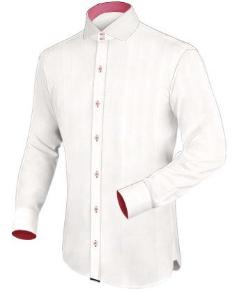 Mens Two Tone Dress Shirts with Italian Collar 2 Button