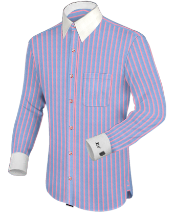 Mens White Cotton Shirts with French Collar 1 Button