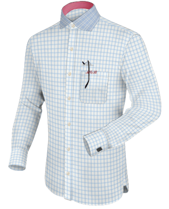 Mens White Dress Shirts With Round Cuffs with English Collar