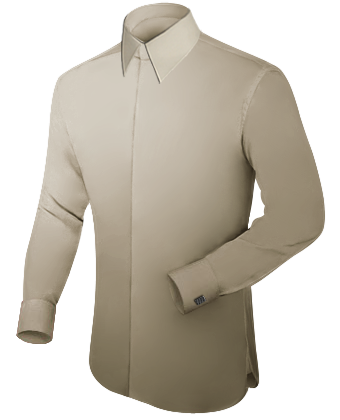 Mens White Shirt With Black Trim with French Collar 1 Button