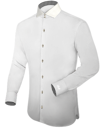 Navy Shirt With White Collar And Cuffs with Italian Collar 2 Button