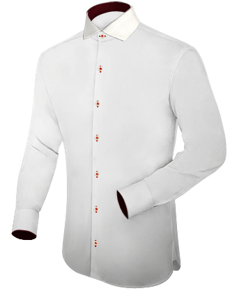 Pink Dress Shirt White Collar with Italian Collar 1 Button