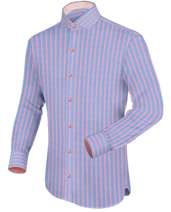 Pink Shirts With White Collar And Cuffs with Italian Collar 1 Button