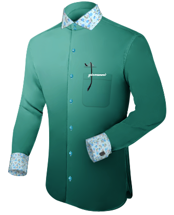 Plain Blue Men Shirts with Italian Collar 2 Button