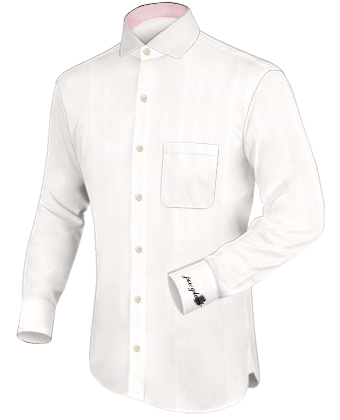 Purple Formal Shirt White Collar with Italian Collar 1 Button
