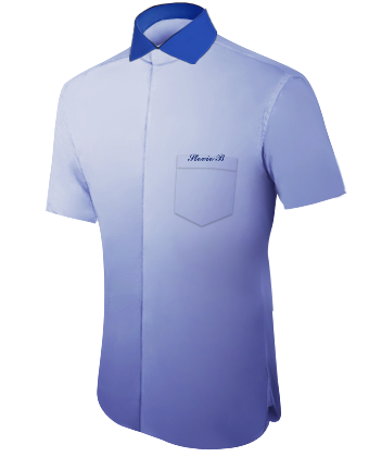 Purple Collarless Dress Shirt with Italian Collar 1 Button