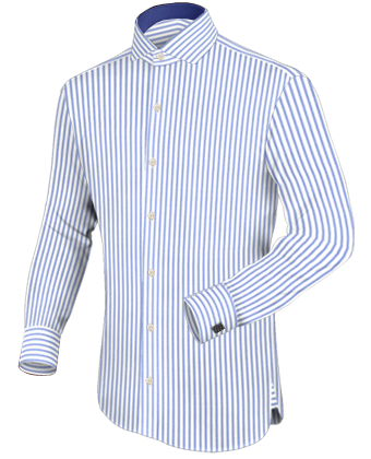 Quality Trim Fit Wrinkle Free 100 Percent Cotton Dress Shirt with Italian Collar 1 Button